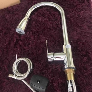 Vòi rửa bát kiểu rút đồng mạ crom