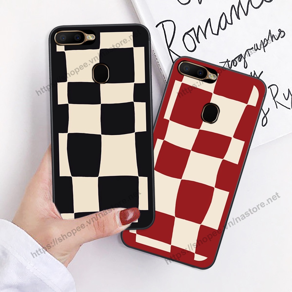 Ốp lưng Oppo A5s / A7 / F9 / A12 / Realme 2 Pro mặt cười, họa tiết caro đơn giản đẹp cute