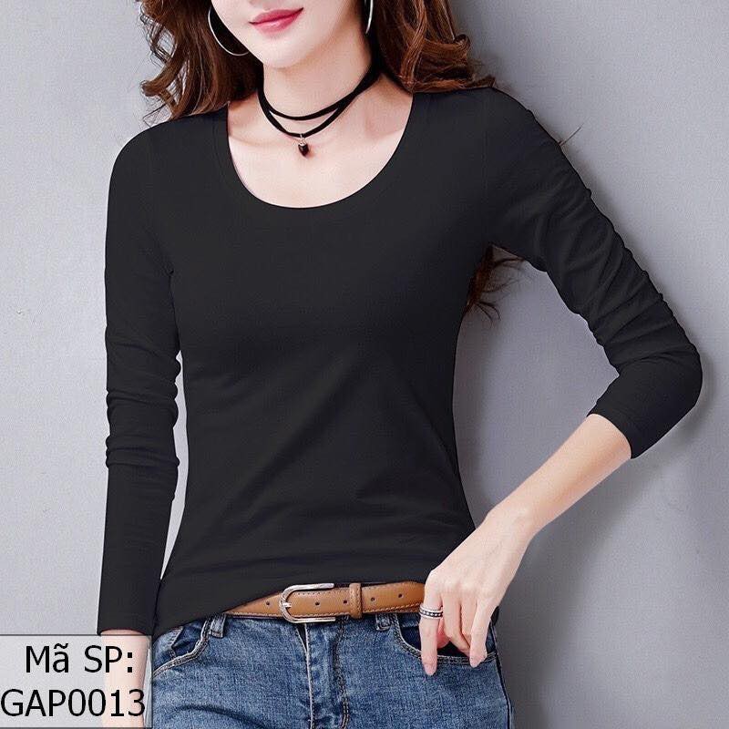 Áo Thun Tay Dài Cổ Tròn Fom Ôm Dáng Dài Chất Thun Mịn Mát Co Giản