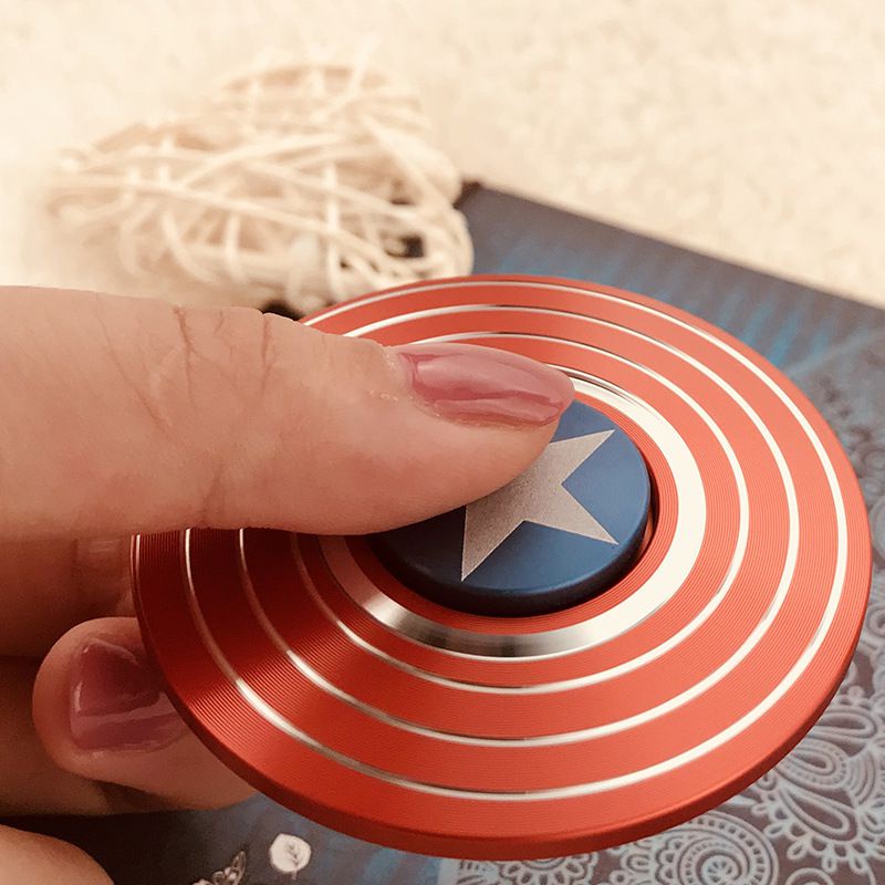 6cm Funny Fidget Spinner Hobbies For Adults American Captain Hand Spinner Fingertip Gyro Spider Man Spinning Top Classic Toys Kids Adults Birthday Toys Gifts