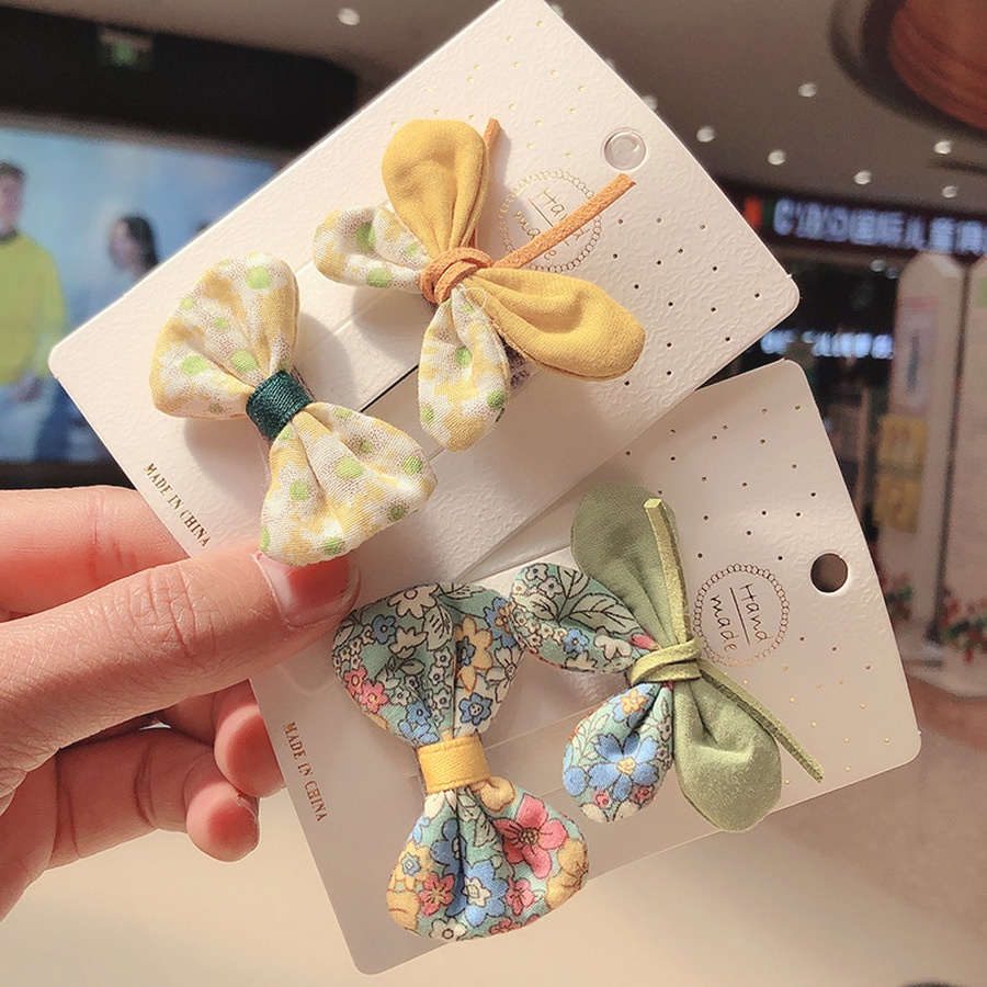 Set 2 kẹp tóc nơ kiểu dáng xinh xắn cho bé