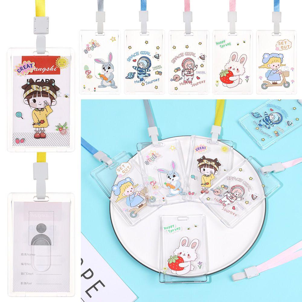 FUTURE Ins Style Card Case Transparent ID Card Sleeve Card Holder Women's Luggage &amp; Bags ID Accessories Students Supplies Cartoon Protection Cover