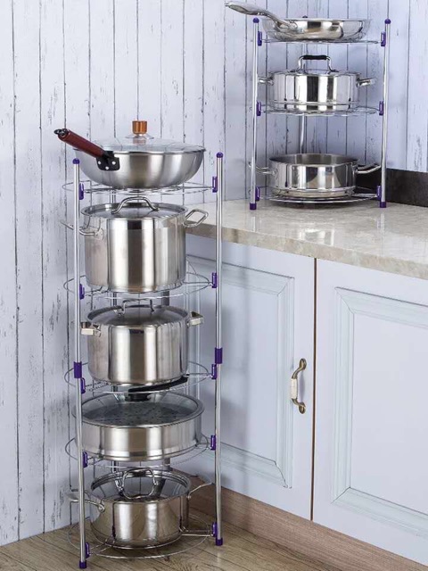 Kệ inox để xoong nồi 5 tầng thẩm mĩ. Kt :25x25x102cm