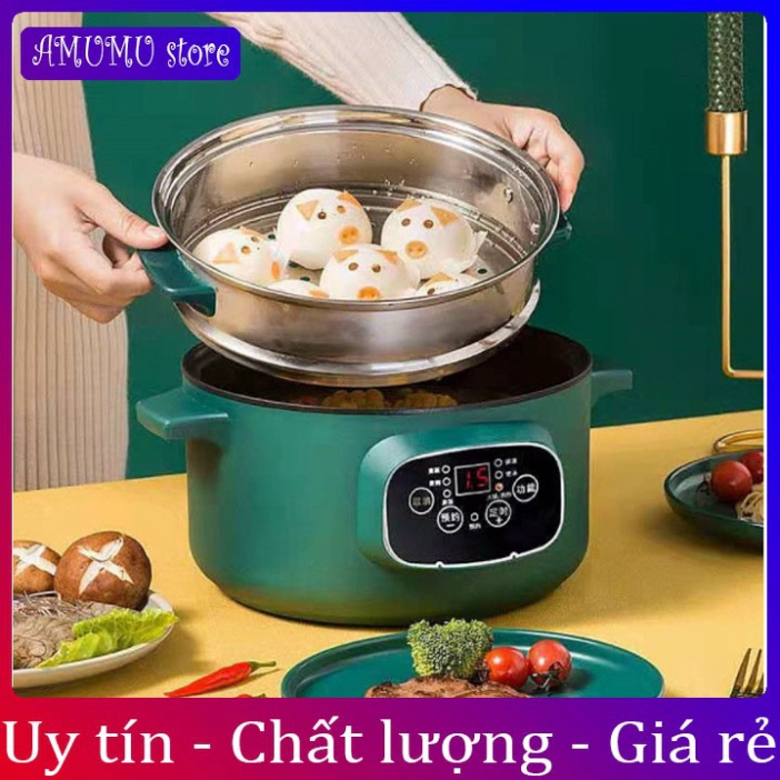 [Hàng cao cấp]Nồi Lẩu Mini Đa Năng Xào, Hấp, Chiên, Nấu Cơm, Nấu Cháo Tặng Kèm Bộ Dụng Cụ 6 Món