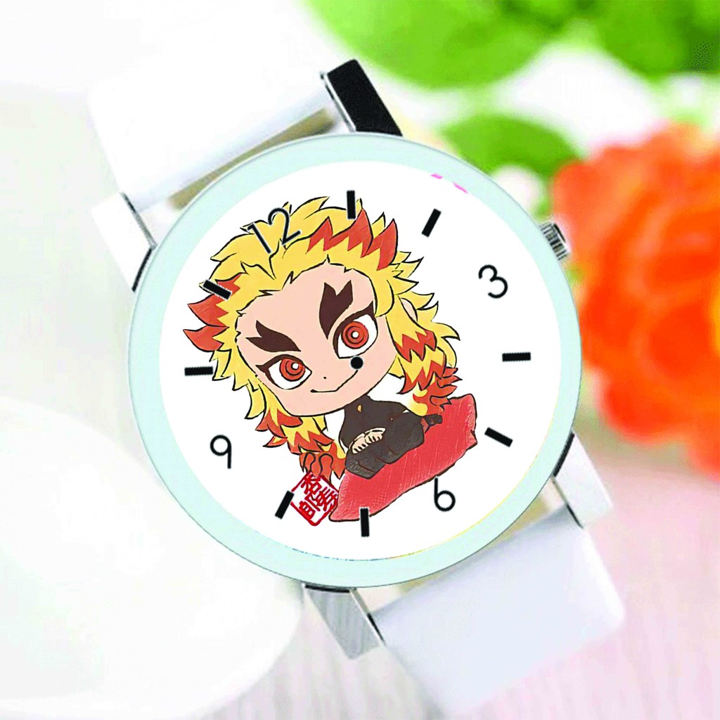 Đồng hồ đeo tay nam nữ in hình KIMETSU NO YAIBA Thanh Gươm Diệt Quỷ ver NGỒI anime chibi thời trang dễ thương độc đáo