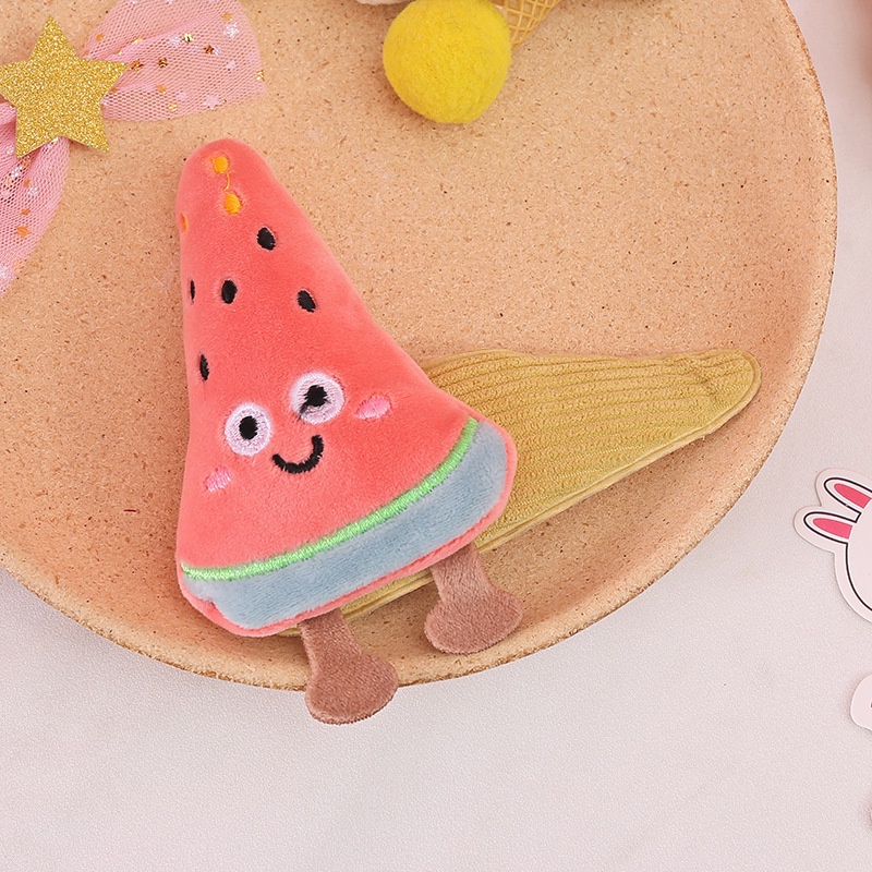 Kẹp tóc đính nơ in hình Pikachu/ trái cây dễ thương thời trang cho nữ