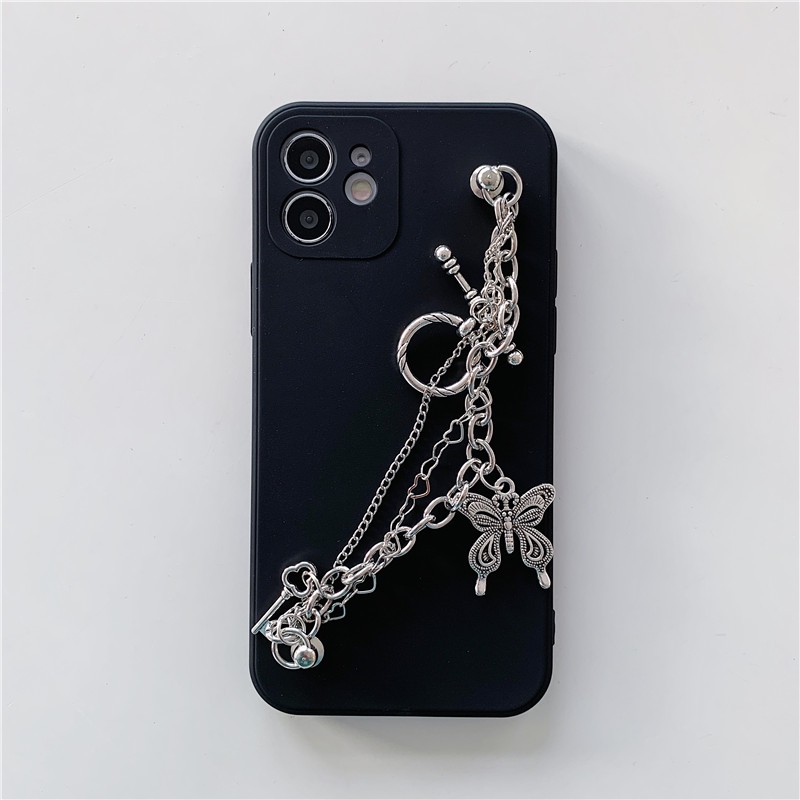 Ốp Điện Thoại Tpu Họa Tiết Bươm Bướm Phối Dây Xích Cho Iphone 12 11 Pro Xs Max Xr 7 8 Plus Se2 | BigBuy360 - bigbuy360.vn