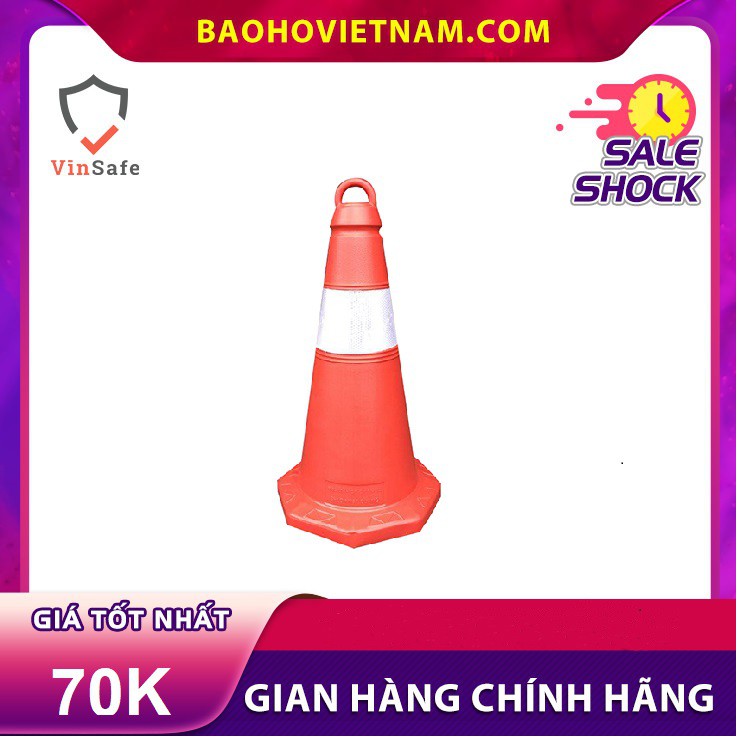 Cọc tiêu nhựa Nhật Quang đỏ phản quang trắng 55cm