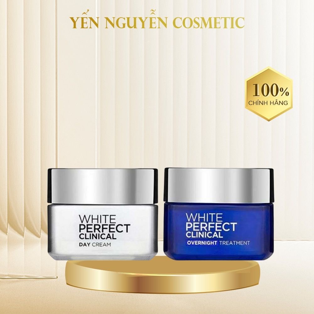 Bộ Đôi Kem Dưỡng Trắng Mịn &amp; Bảo Vệ Da Toàn Diện Ngày Và Đêm White Perfect Clinical L'oreal