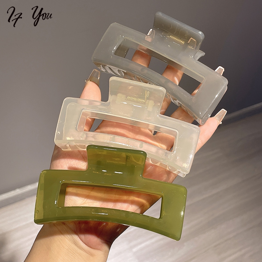 Kẹp tóc AY hình vuông lớn màu thạch thanh lịch cho nữ