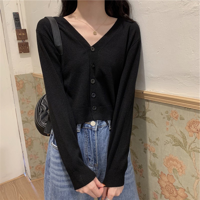 Áo Khoác Cardigan Nữ Thun Len Cổ Tim Xinh Xắn Chất Len Tăm Phong Cách Ulzzang Hàn Quốc Nhiều Màu | BigBuy360 - bigbuy360.vn