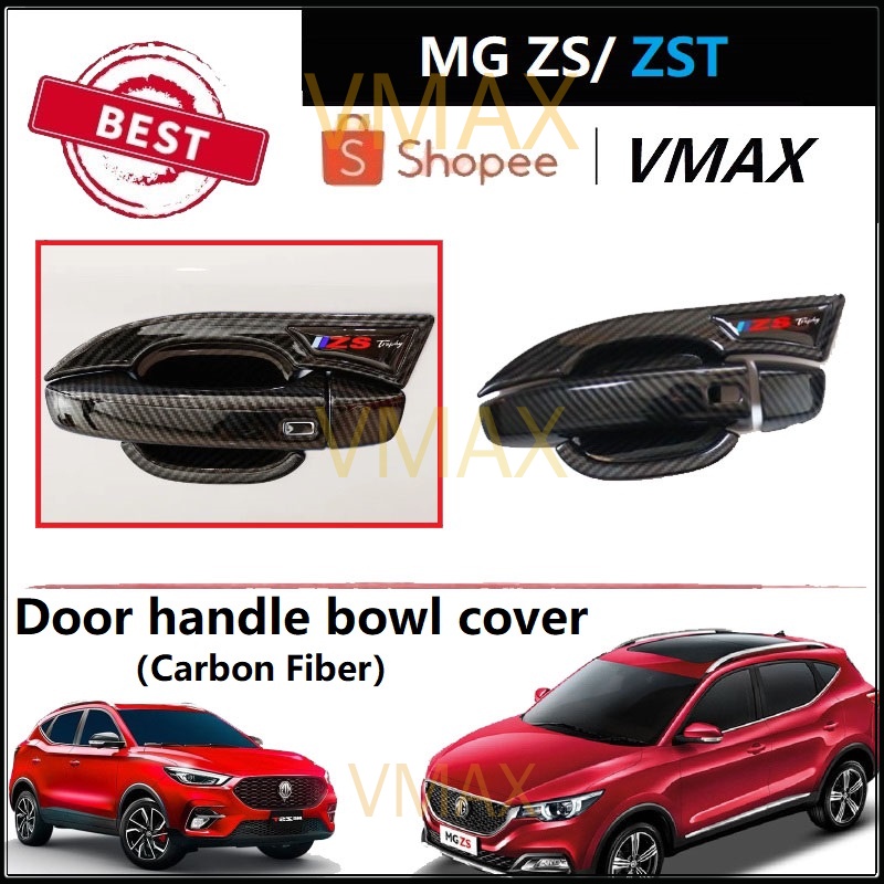 Dành Cho MG ZS ZST ZS T 2019-2022 HS GT Sợi carbon Họa Tiết Cửa Xe Tay Cầm Bát Bao Phụ Kiện Xe Hơi C