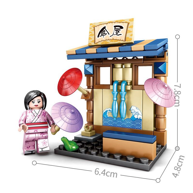 Cửa hàng xếp hình phong cách lego đồ ăn nhanh đường phố Nhật Bản