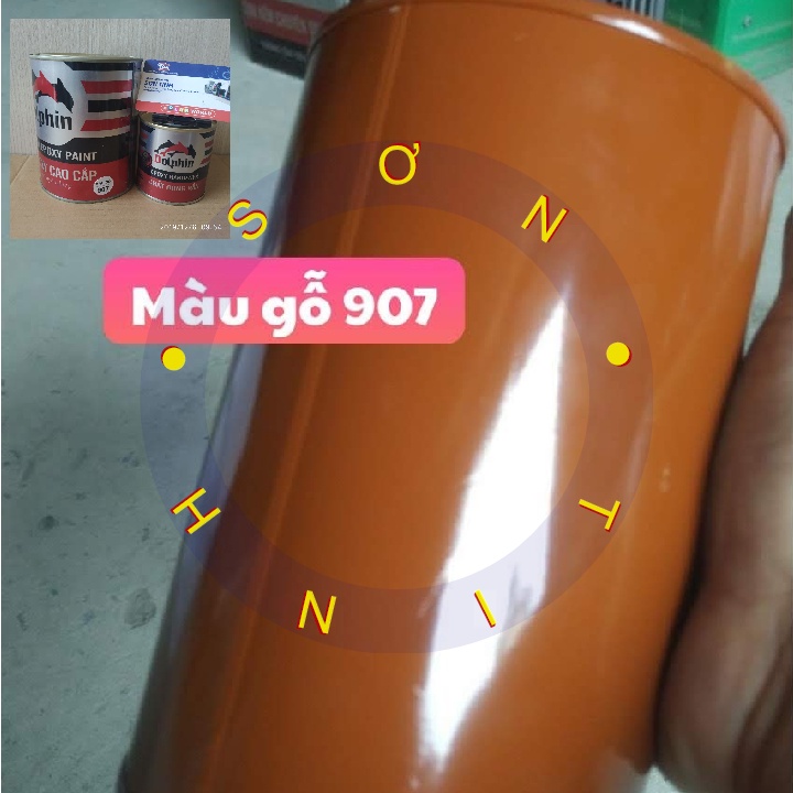 Sơn sắt mạ kẽm Epoxy Dolphin CAO CẤP 2 thành phần màu gỗ 907 ( Sơn 2k ) loại 1kg