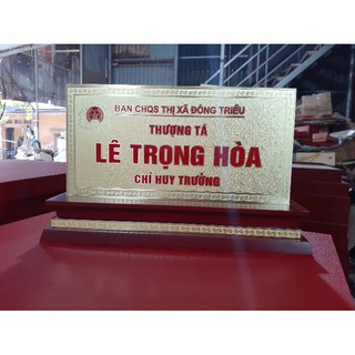 Biển chức danh đồng dày 2mm (12*24cm) , kệ tên, bảng tên để bàn đồng