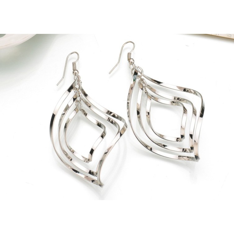 Khuyên tai 3 hình giọt lồng ánh kim xinh xắn