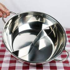 Nồi lẩu 2 ngăn inox size 30cm & 32cm nấu được bếp từ có nắp kính