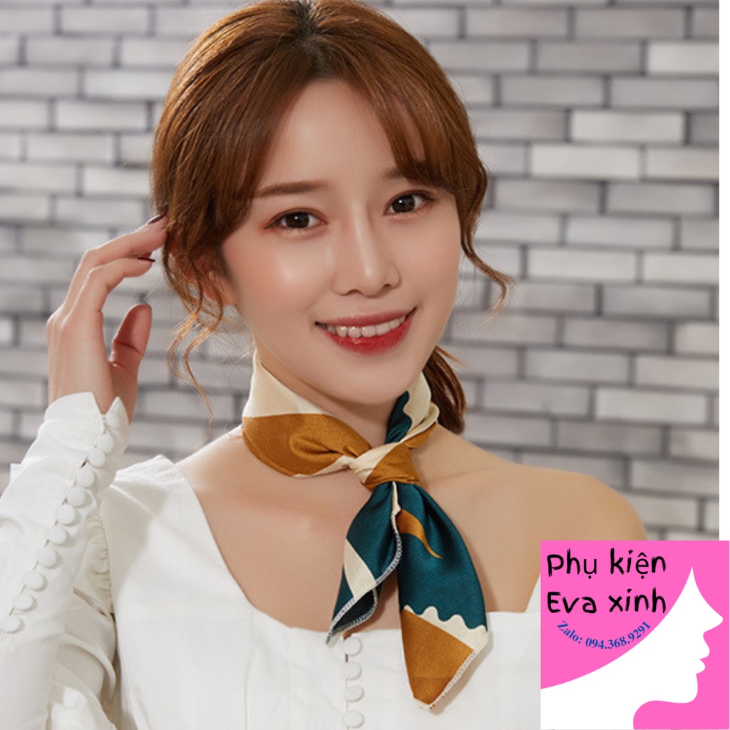 Khăn lụa vuông 50x50- Khăn turban quàng cổ quấn tóc quấn túi họa tiết genz