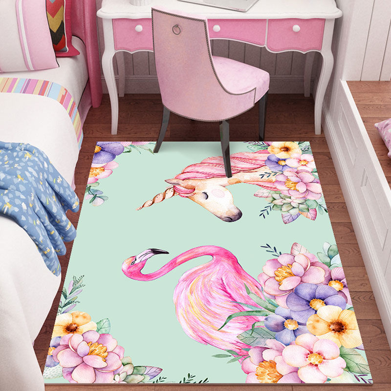 Thảm trải sàn hình trái tim trang trí phòng ngủ cho bé gái