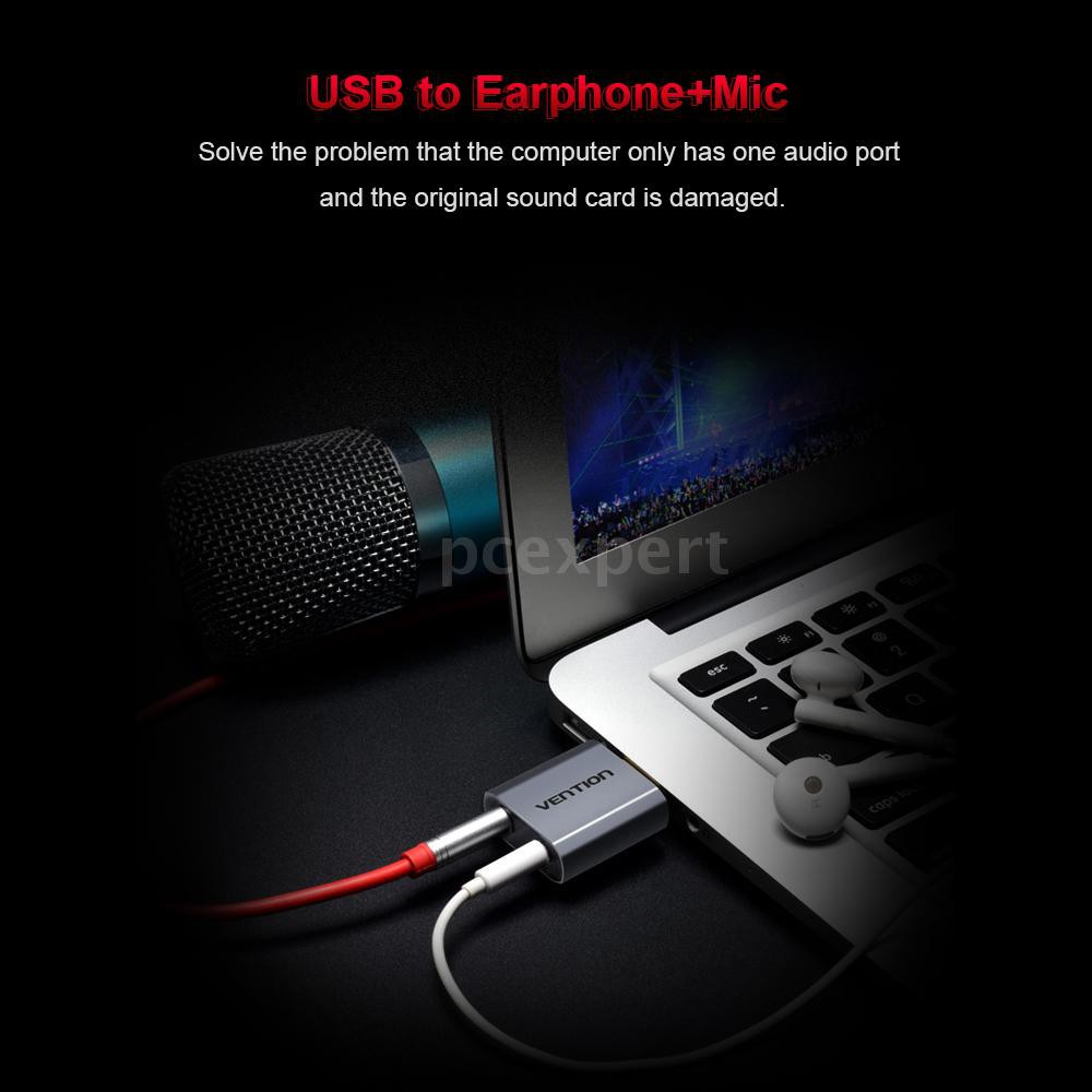 VENTION Thẻ Âm Thanh Usb Ngoài Với Giắc Cắm 3.5mm Hifi 7.1 Cho Pugb Pc