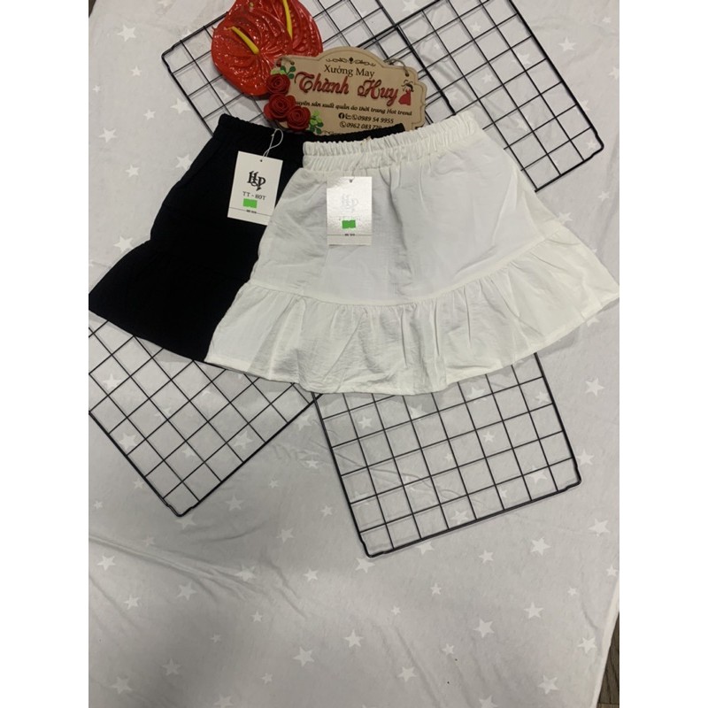 chân váy ngắn xoè 2 tầng, chân váy đũi xoè ngắn ullzang m155 | BigBuy360 - bigbuy360.vn
