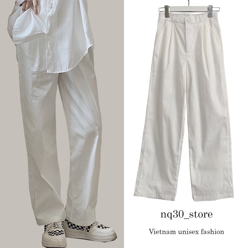 Quần Kaki Nữ Ống Rộng Lưng Chun Dáng Suông Nữ Ullzang