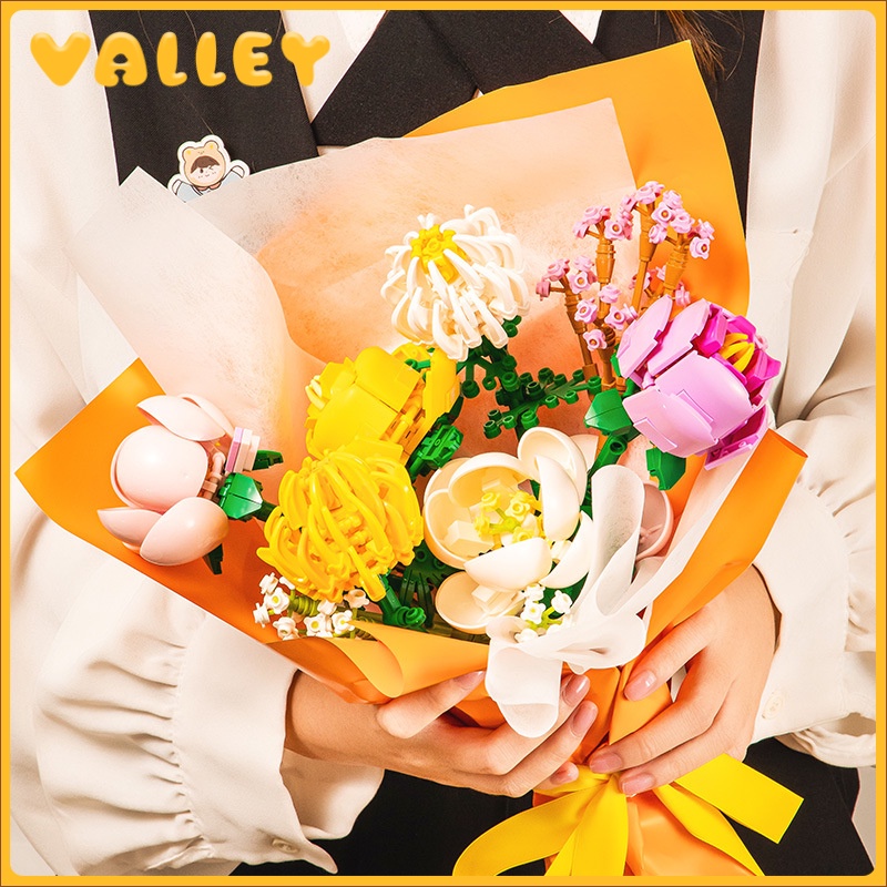 Khối lắp ghép ZHAN QI TOYS hình hoa hướng dương/ hoa nhài xinh xắn dùng làm quà tặng