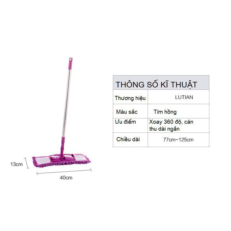 Câu lau rửa cửa nhà xe hơi ô tô chính hãng Lutian xoay 360 độ, cần thu dài ngắn,bản lau khổ rộng