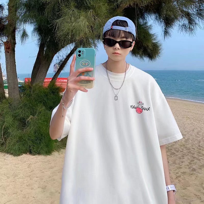 Áo Thun Tay Ngắn Dáng Rộng In Họa Tiết Hoạt Hình Phong Cách Hip Hop Hàn Quốc Thời Trang Mùa Hè Cho Nam