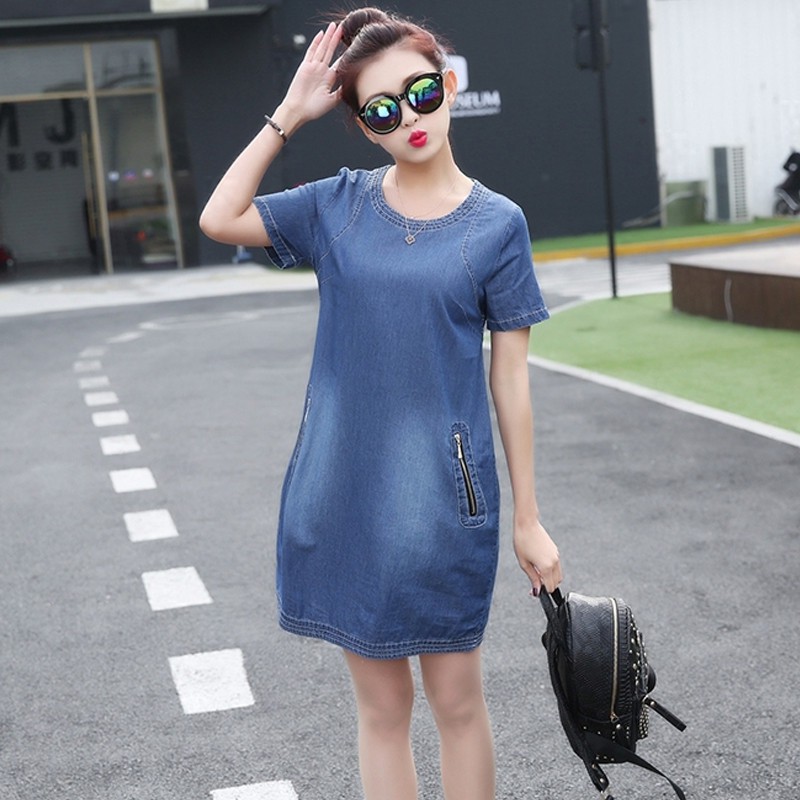 [SALE HOT] - ĐẦM JEAN CỔ TRÒN PHỐI TÚI DÂY KÉO – MS: D725 | BigBuy360 - bigbuy360.vn