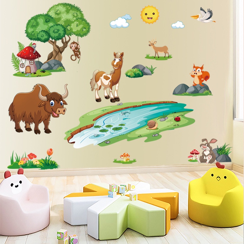 🌿🌿Tranh decal dán tường VOI ĐO CHIỀU CAO siêu đáng yêu - Decal dán tường cho bé🌿🌿