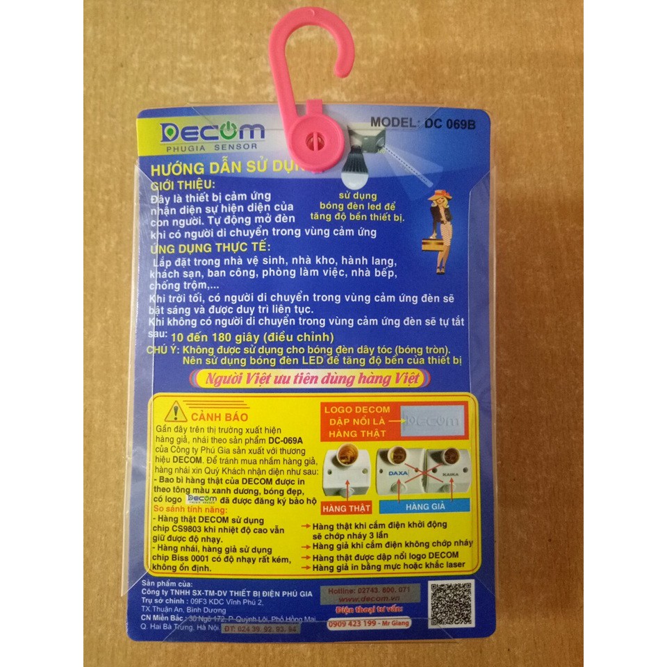 Đui Đèn Cảm Ứng Decom DC-069B ( Hàng chính hãng, Chất Lượng Cao )