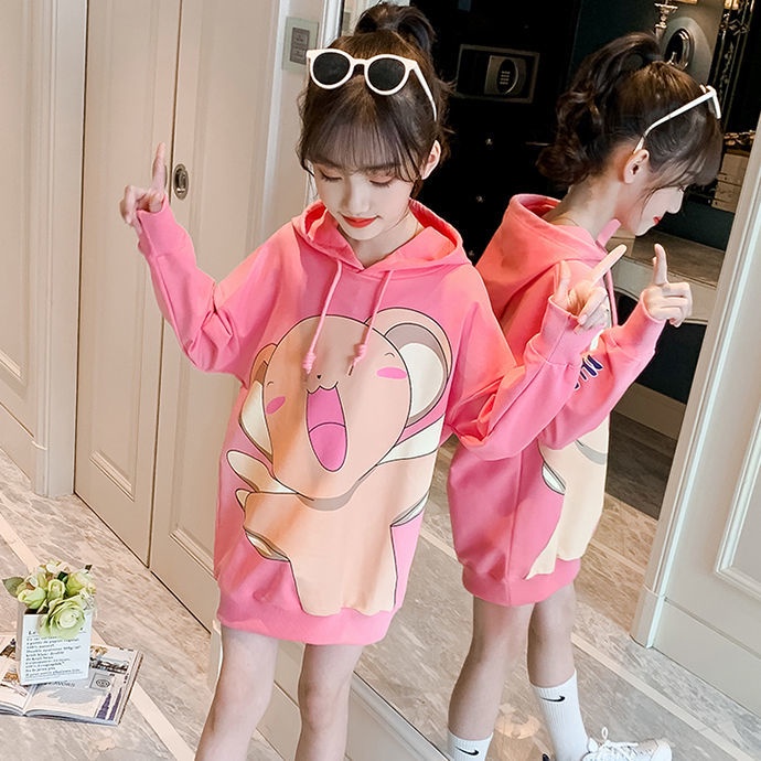 Áo hoodie họa tiết hoạt hình phong cách Hàn Quốc thời trang xuân thu sành điệu cho bé gái 2021