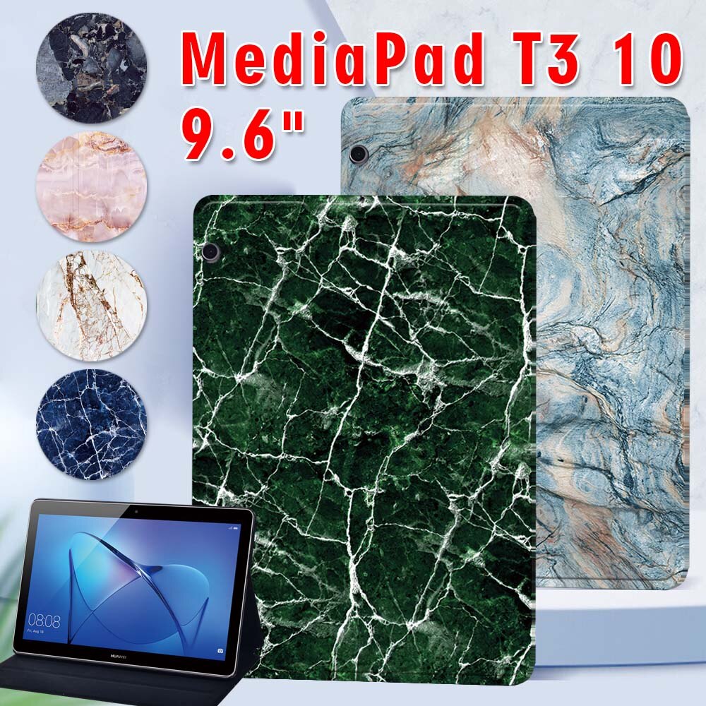 Bao Da Thời Trang Họa Tiết Đá Cẩm Thạch Cho Huawei Mediapad T3 10 9.6 Inch