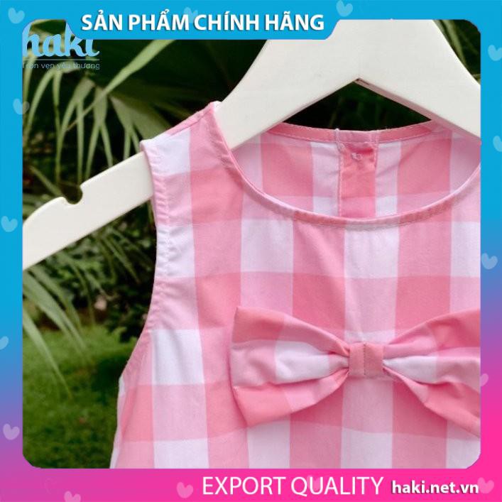 Váy bé gái thô kẻ cổ tròn sát nách đính nơ HK511 (đủ size từ 10-27kg) - HAKI