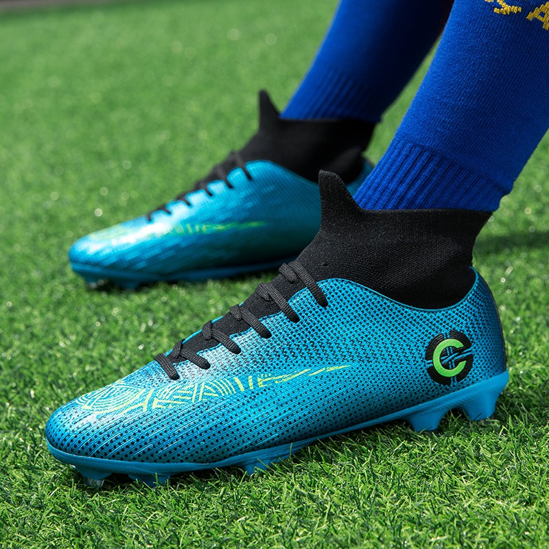 Giày Đá Bóng Size:36-48 New Color FG C Ronaldo Mercurial soccer shoes High-top football shoes Adult/child soccer shoes