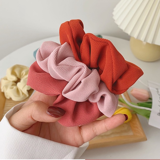 Dây Buộc Tóc Scrunchies Gân Nổi Vintage Cute,  Không Đau Đầu, Vải Mềm Mịn, Sang Trọng Hàng Taobao Loại 1