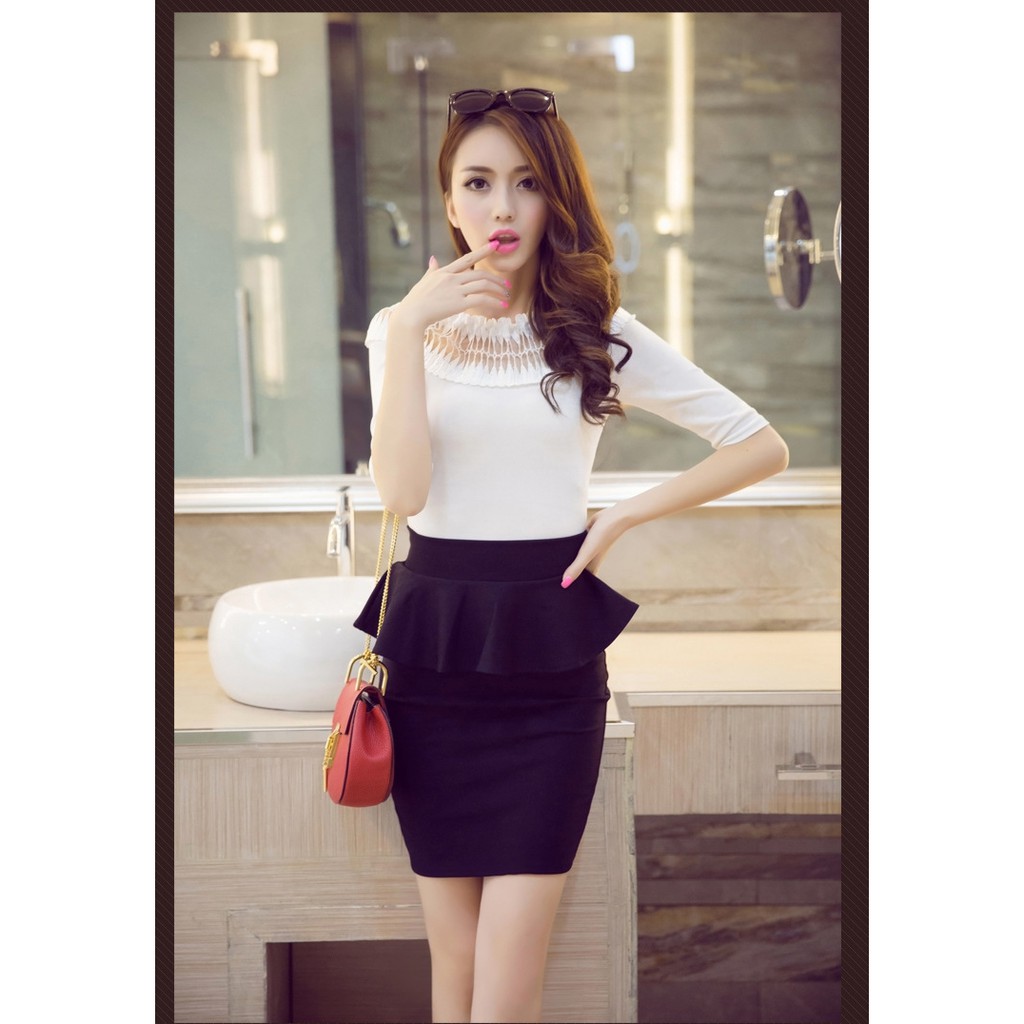 Chân váy công sở váy peplum bigsize màu đen CRPLV25 [size từ 48-85kg