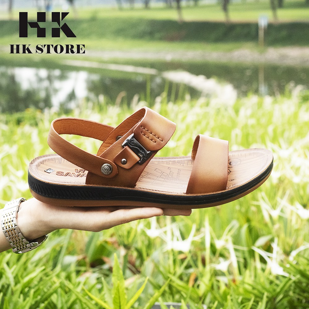 Dép sandal nam da bò cao cấp  HK.STORE  kiểu dáng thời trang thoáng mát là sản phẩm kết hợp giữa da bò thật và đế kế