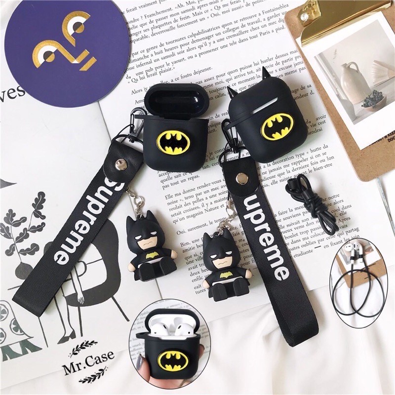 Combo 4 Món Case Airpods 1/2 Pro Vỏ Ốp Đựng Tai Nghe Siêu Anh Hùng Marvel Bằng Silicon Dẻo - Mr.Case Airpods