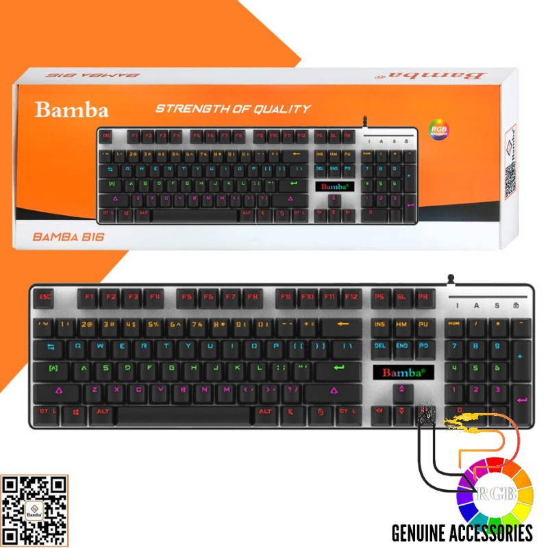 [Mã 33ELSALE hoàn 7% đơn 300K] BÀN PHÍM CƠ BAMBA B16 - KEYBOARD CƠ BAMBA B16 CÓ LED