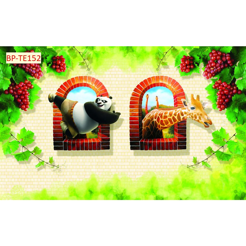 Tranh Dán Tường Phòng Trẻ Em Hoạt Hình Ngộ Nghĩnh Tặng Keo Và Dụng Cụ Dán