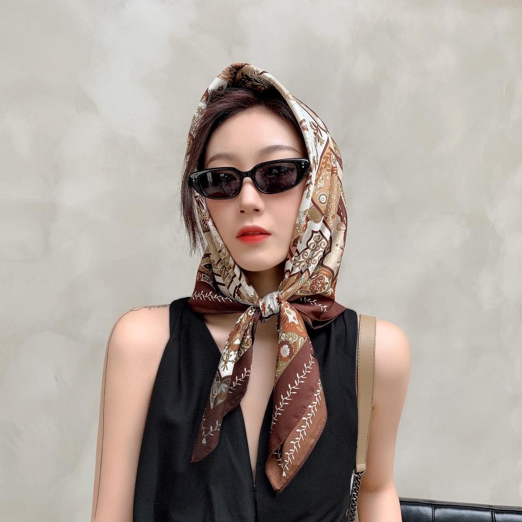 Khăn Choàng Vuông 90cm WJ1007-28 Chất Liệu Lụa Mềm Mại