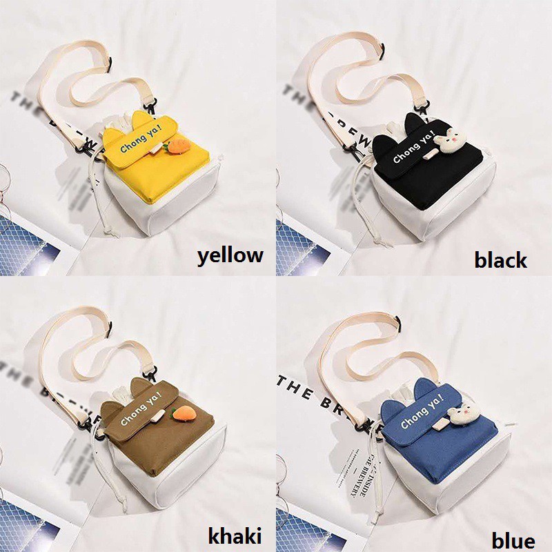 Túi Xách Nữ Túi Đeo Chéo Vai Vải Canvas Trơn Phong Cách Hàn Quốc Ngọt Ngào Dễ Thương