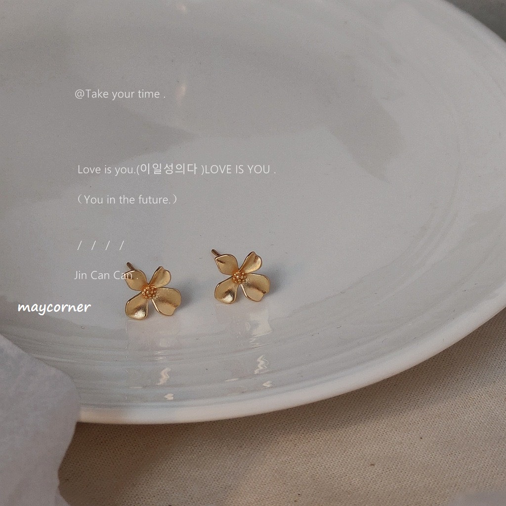 khuyên tai hoa nhỏ mạ bạc 925 cao cấp 1601