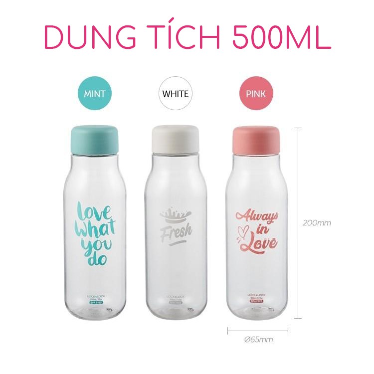 Bình nước Lock&Lock Milky dung tích 500ml nhựa PET BPA Free HAP654