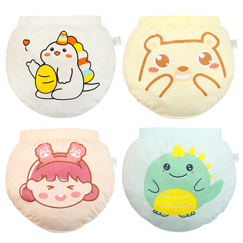 Lucky Big Cat® Set 4 quần lót Luckybigcat cotton in họa tiết xinh xắn thoải mái cho bé