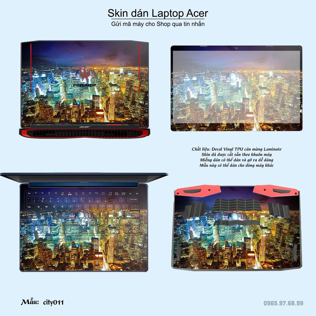 Skin dán Laptop Acer in hình thành phố _nhiều mẫu 2 (inbox mã máy cho Shop)