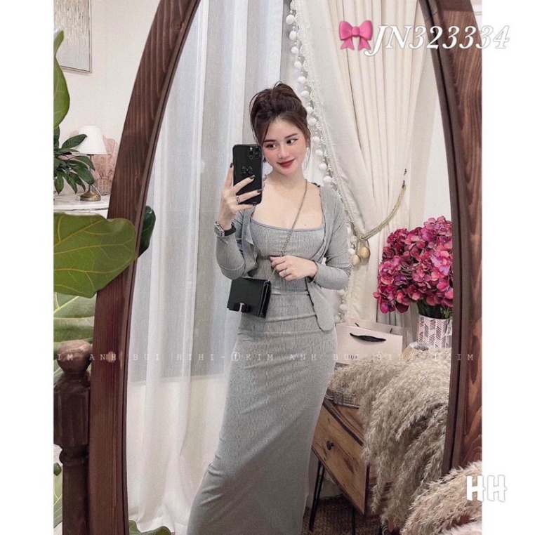 🎀 SET ĐẦM BODY 2 DÂY KÈM ÁO KHOÁC CARDIGAN ✨ - Hàng nhập khẩu