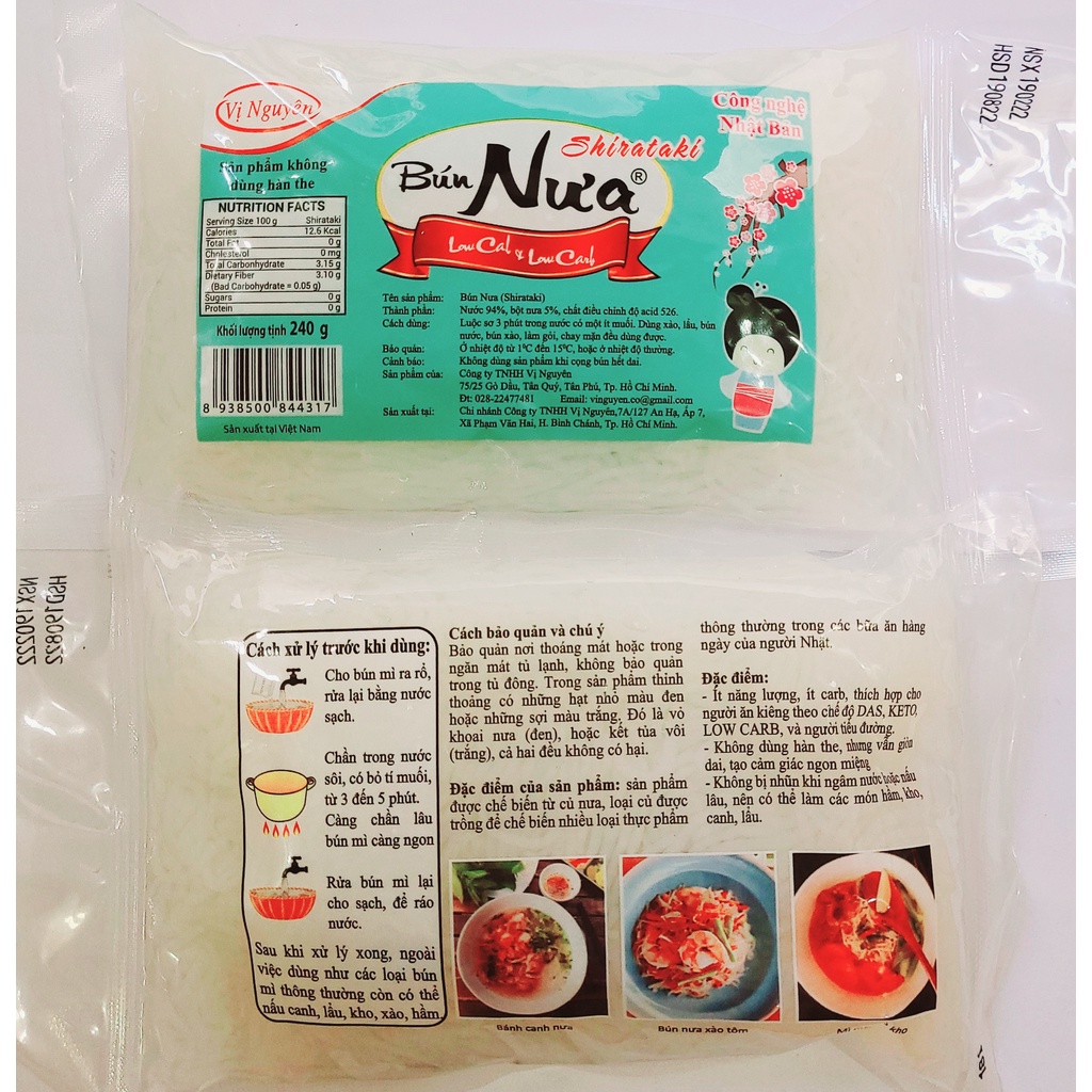 Bún nưa thực phẩm dành riêng cho người ăn kiêng giảm cân ăn KETO gói 240gr